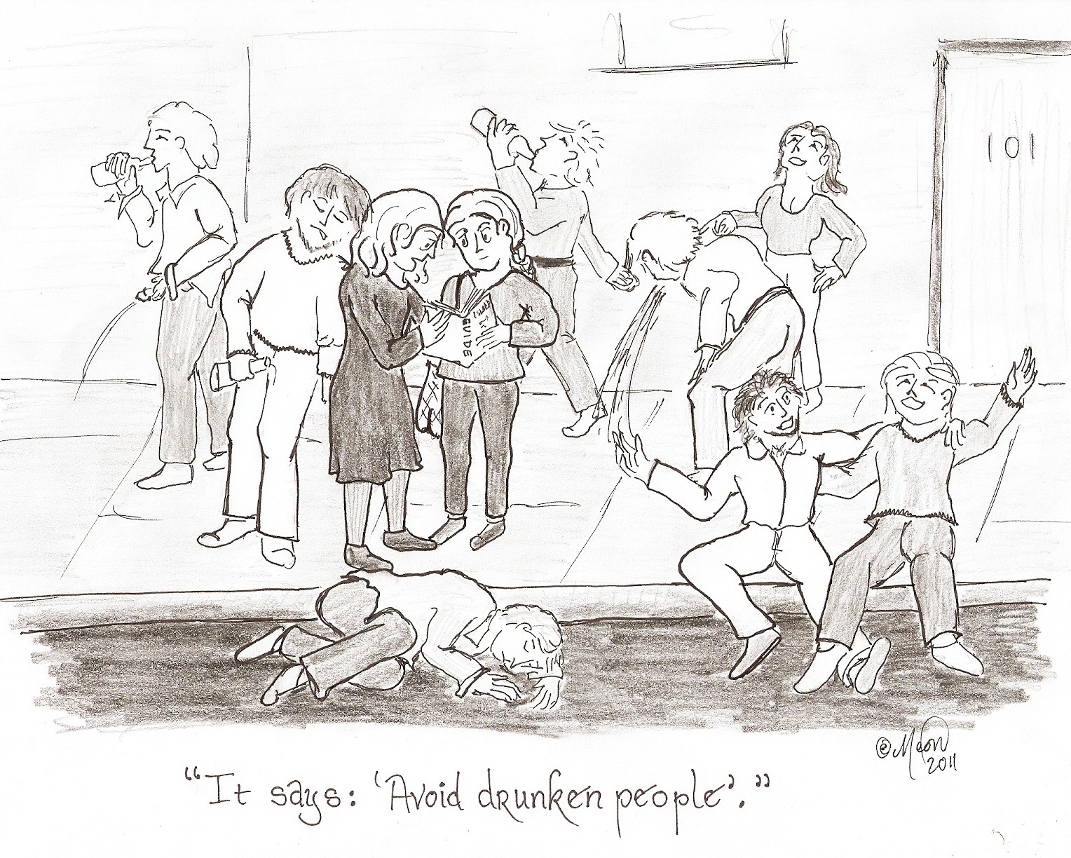 avoid drunk people cartoon